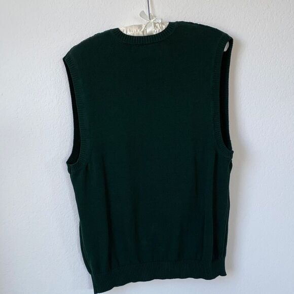 Club Room Dark Green V-Neck Sweater Vest 100% Cotton Medium - Picture 7 of 10